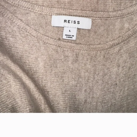 REISS Leila Ruched Sleeve Midi Dress in neutral, size L EUC, worn twice! - Picture 3 of 5